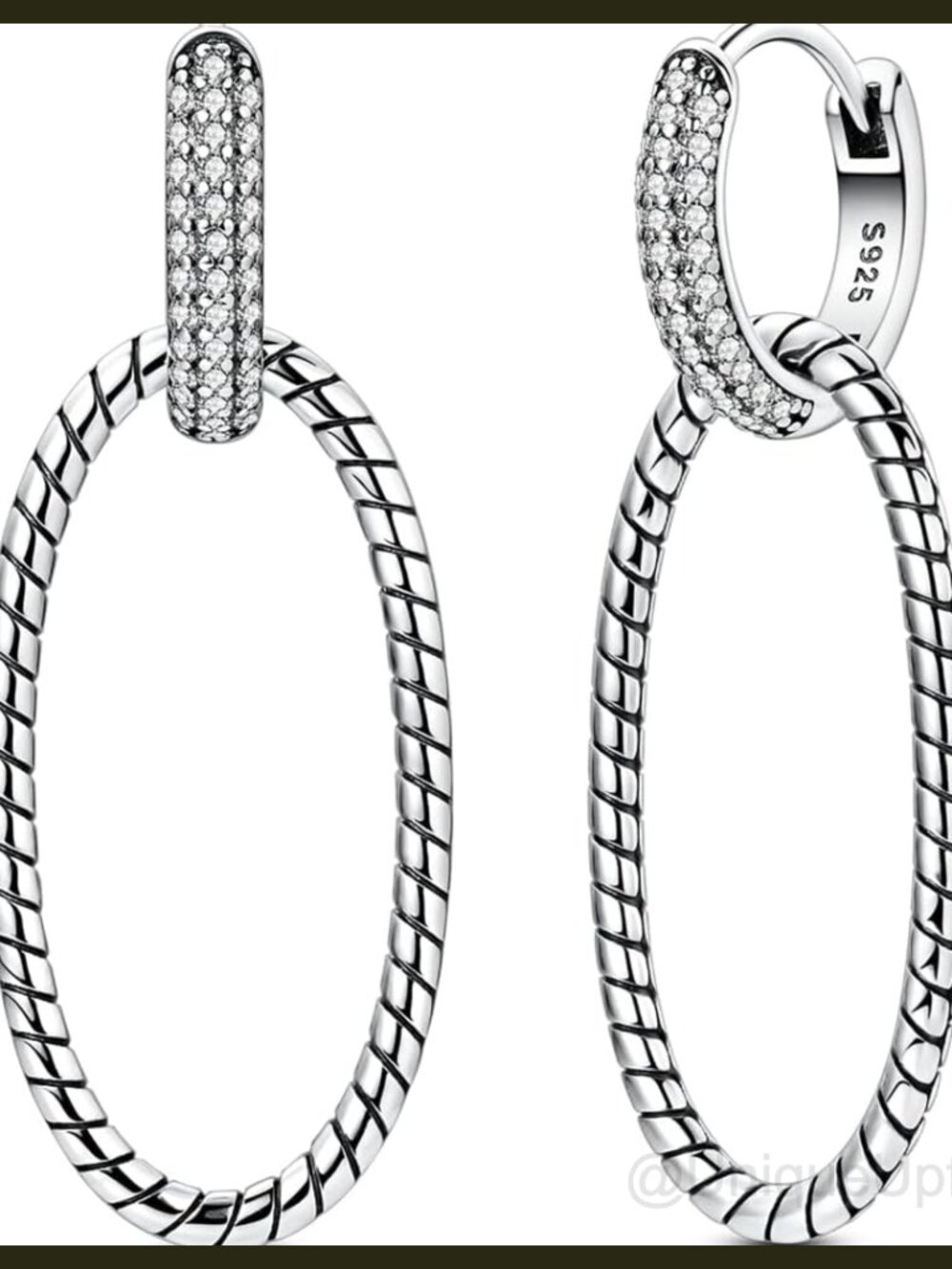 925 Sterling Silver Hoop Earrings Rope Design Sensitive Ears Huggie Dangle